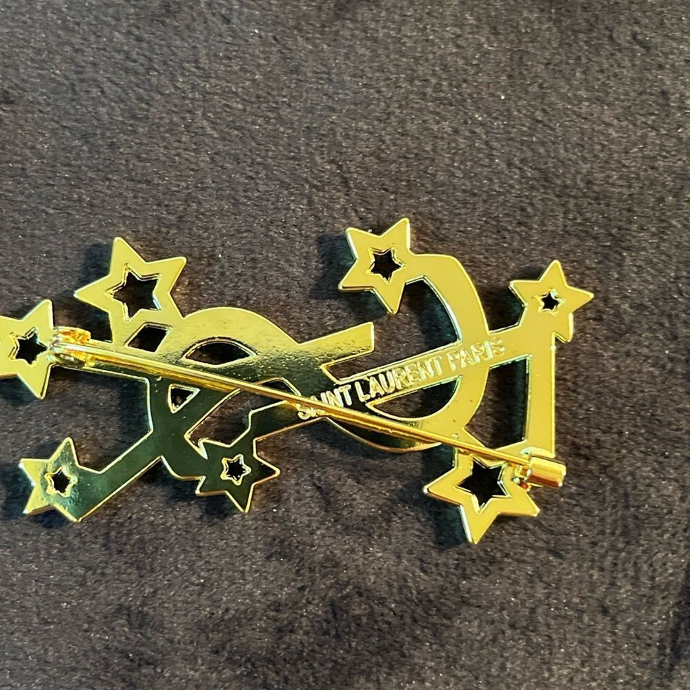 🛑SOLD🛑Goldtone YSL Brooch With Stars 2.5” - Picture 3 of 7